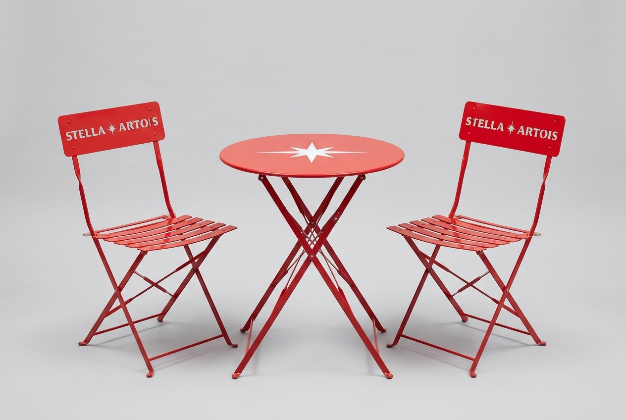 Stella Artois red bistro table and chairs set