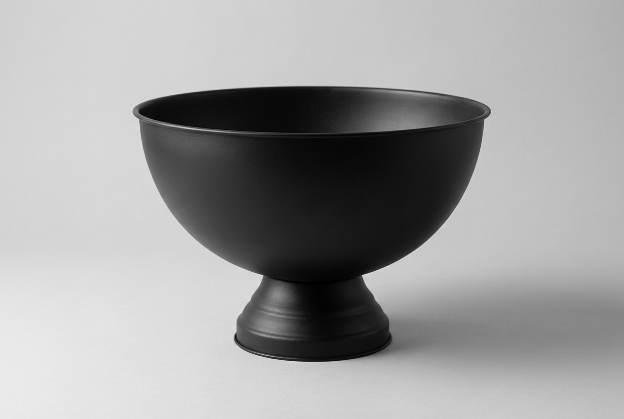 Matte black pedestal punch bowl