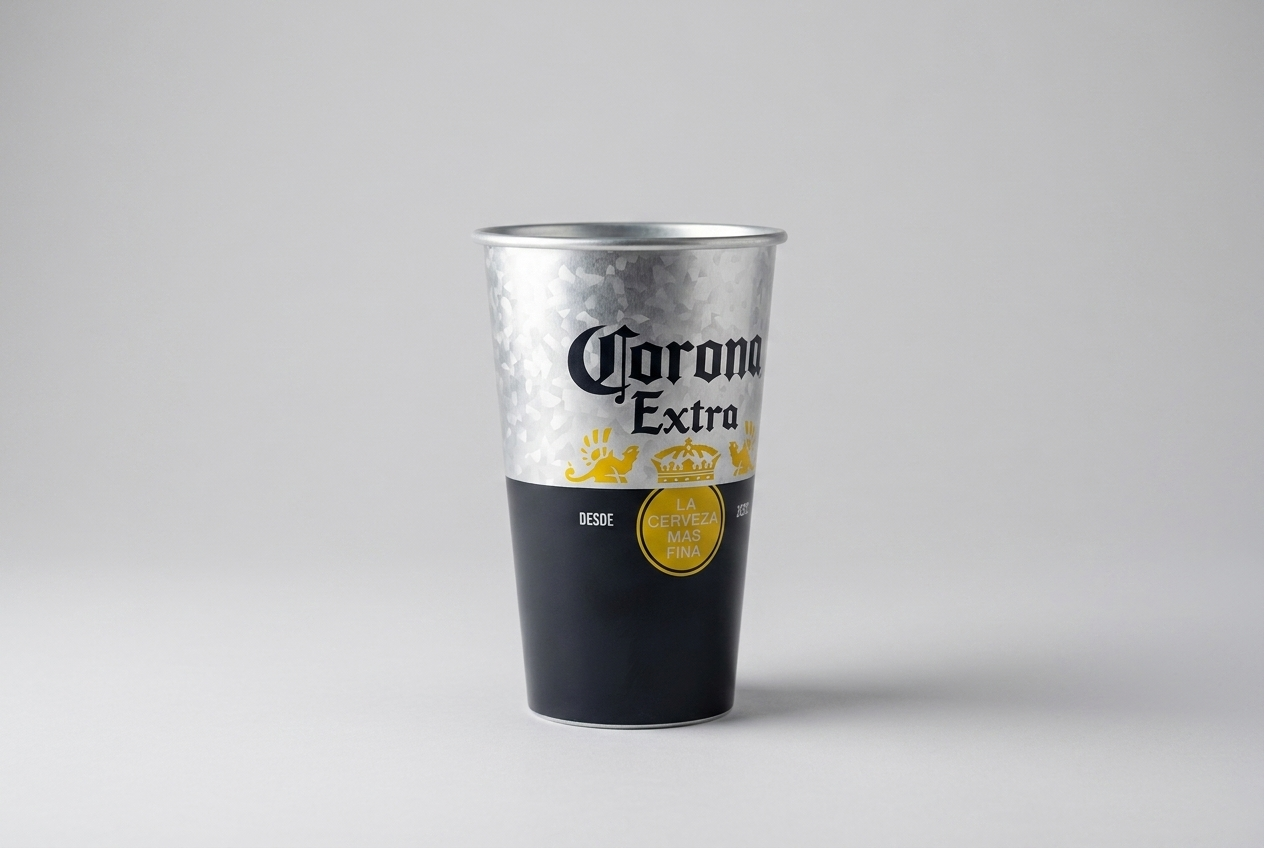 Corona black and silver steel cup