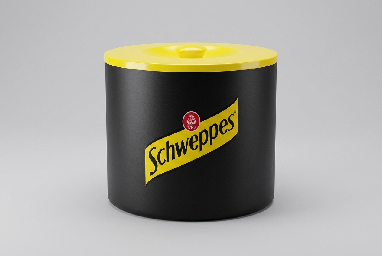 Schweppes black and yellow ice bucket