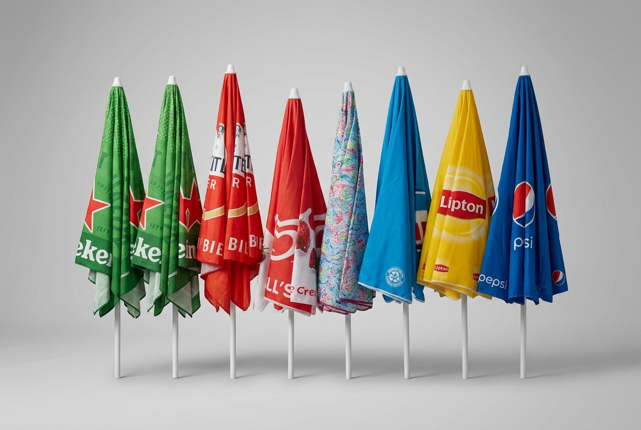 Branded beach umbrellas range