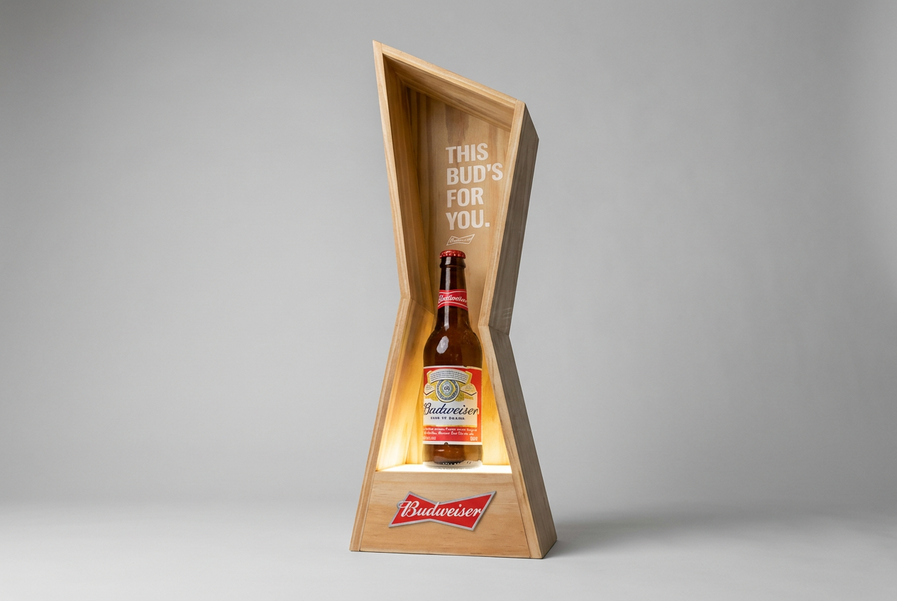 Budweiser wood bottle glorifier