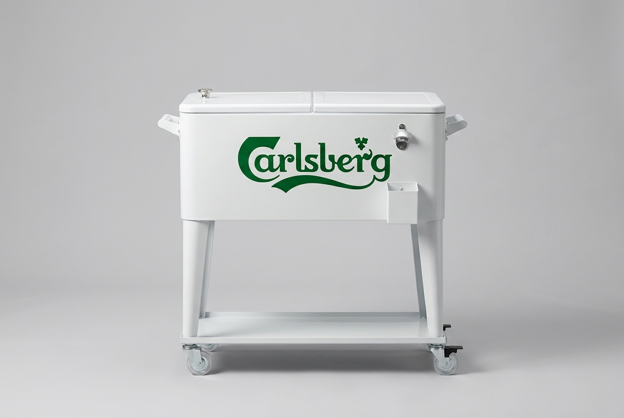 Carlsberg white cooler cart