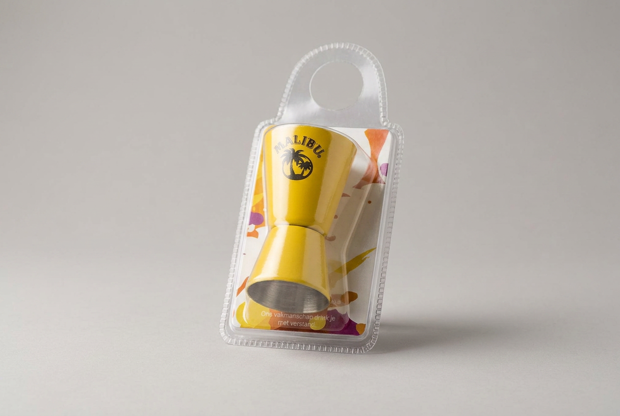 Malibu branded jigger hang pack