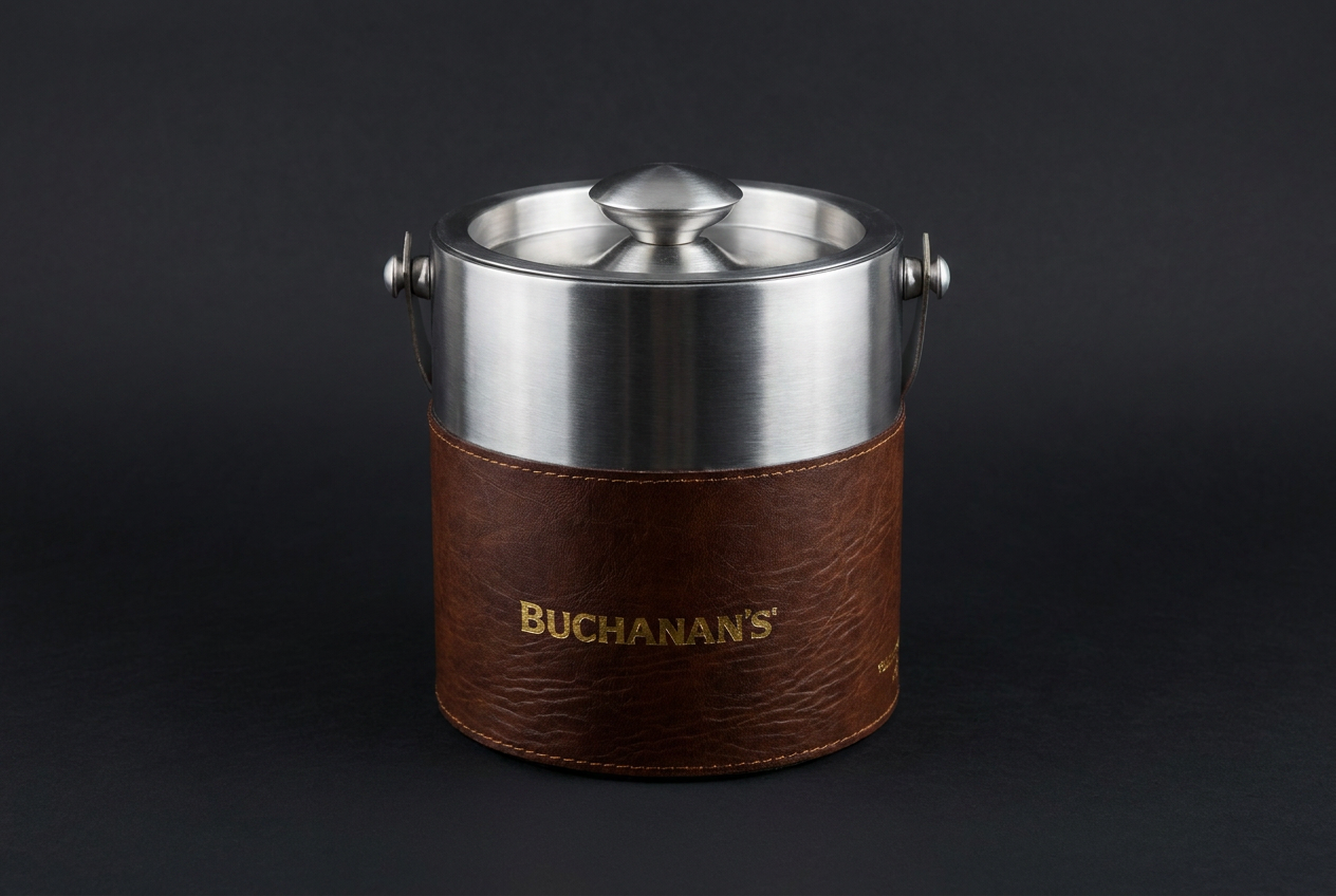 Buchanan's leather ice bucket