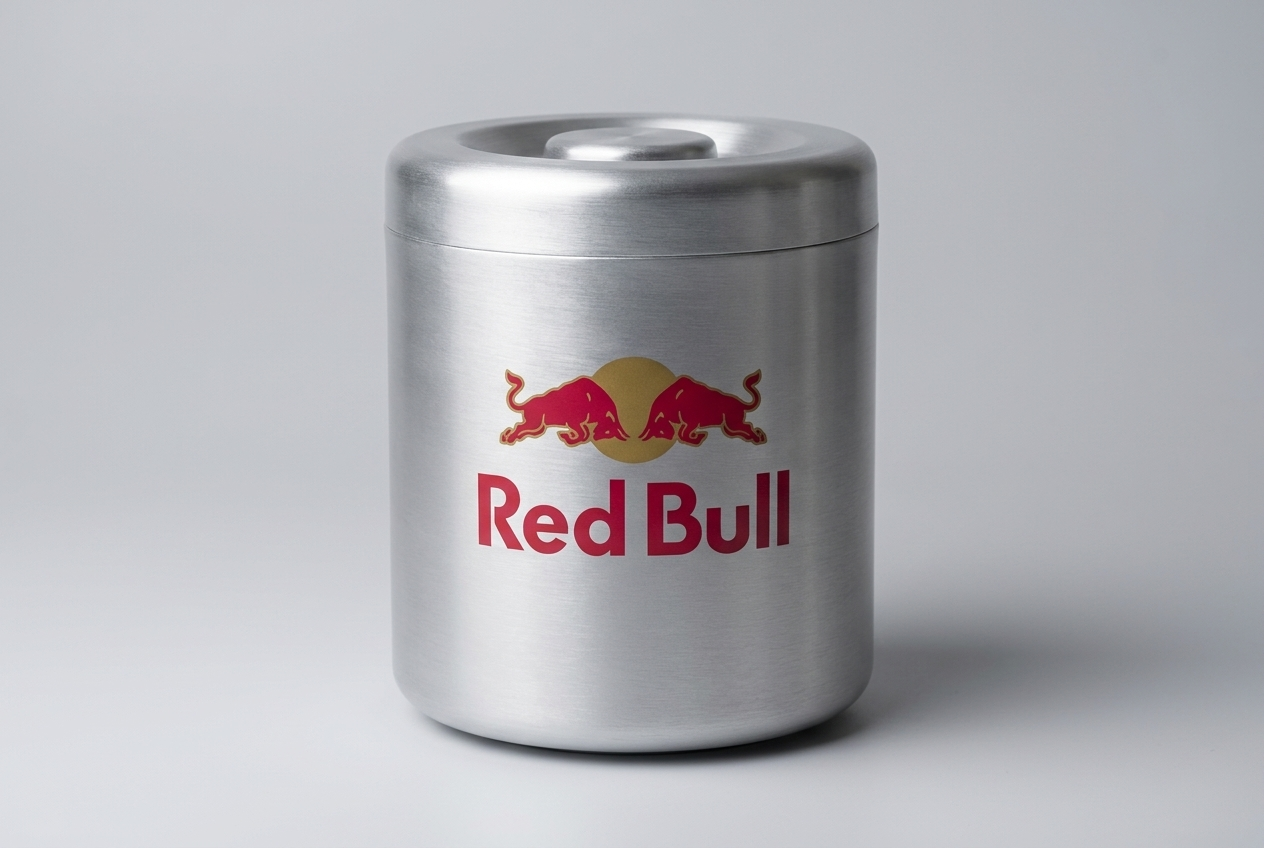 Red Bull silver ice bucket with lid