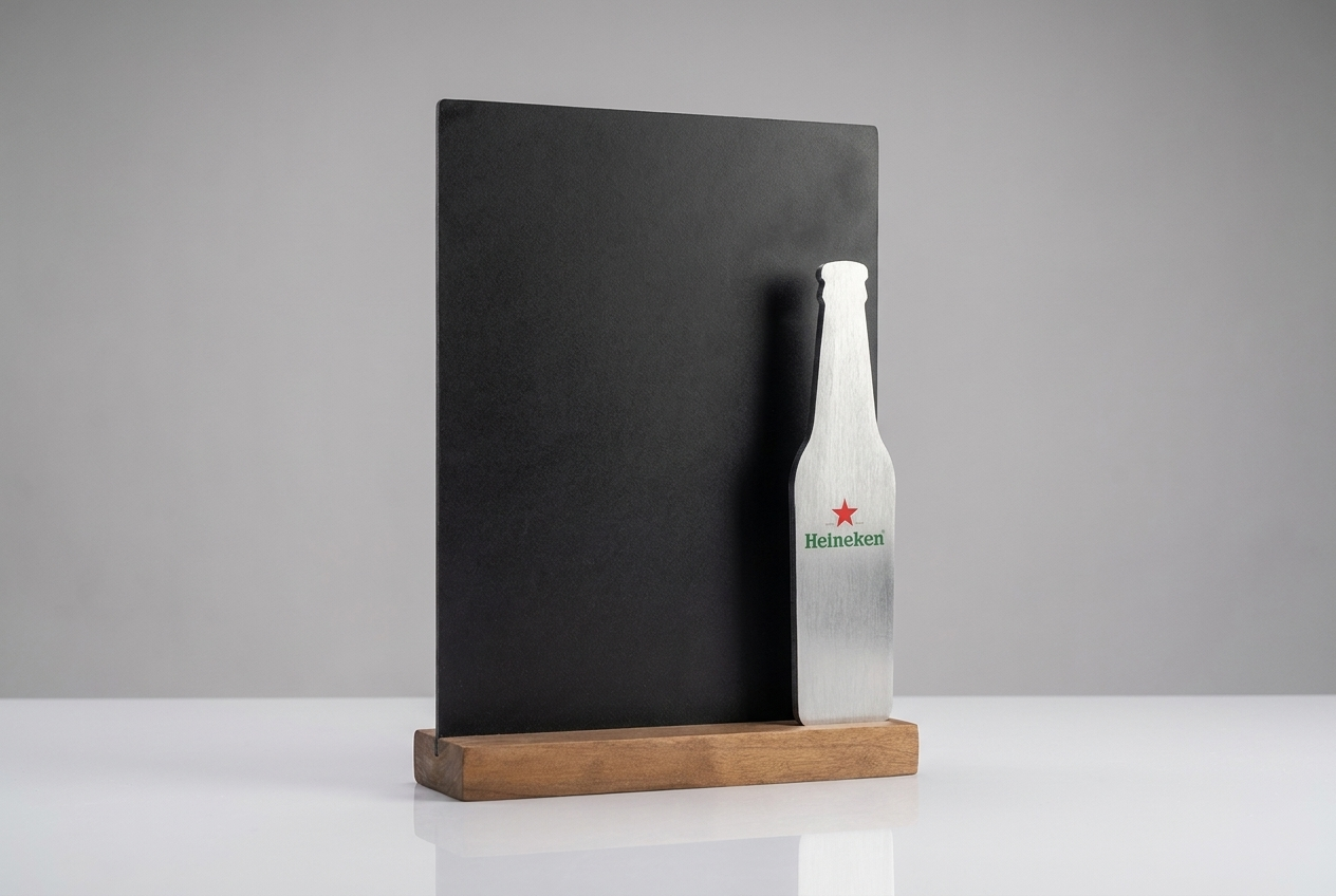 Heineken tabletop chalkboard with bottle silhouette