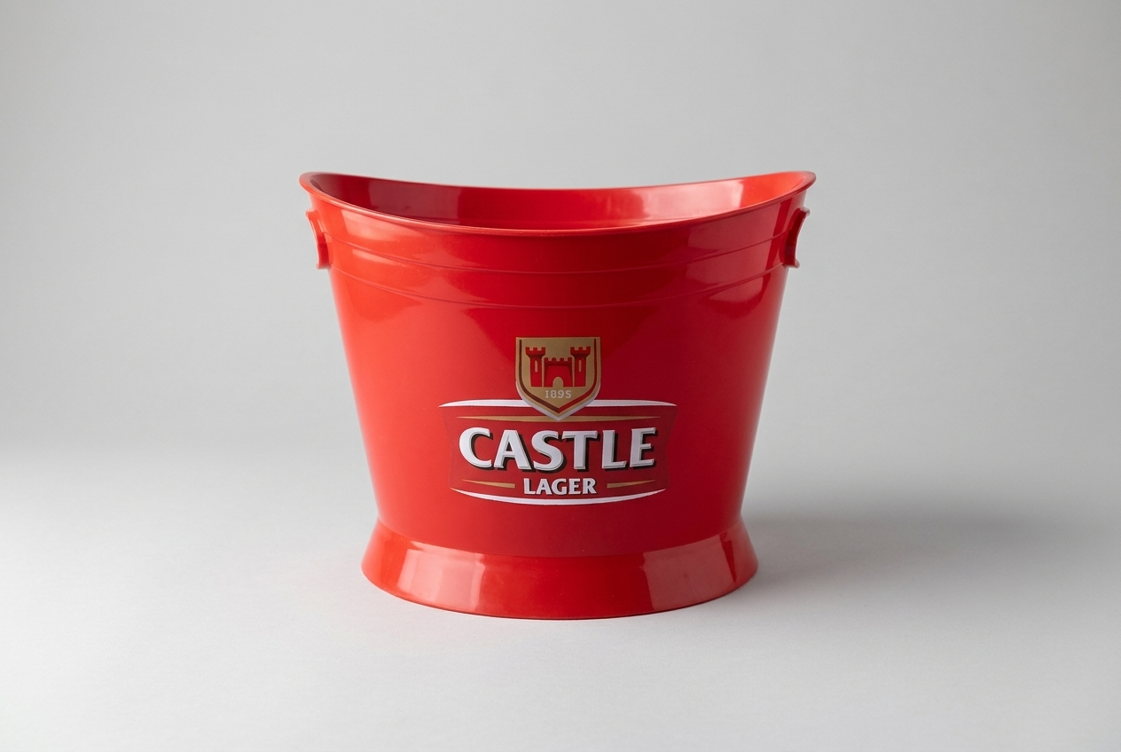 Castle Lager red ice bucket