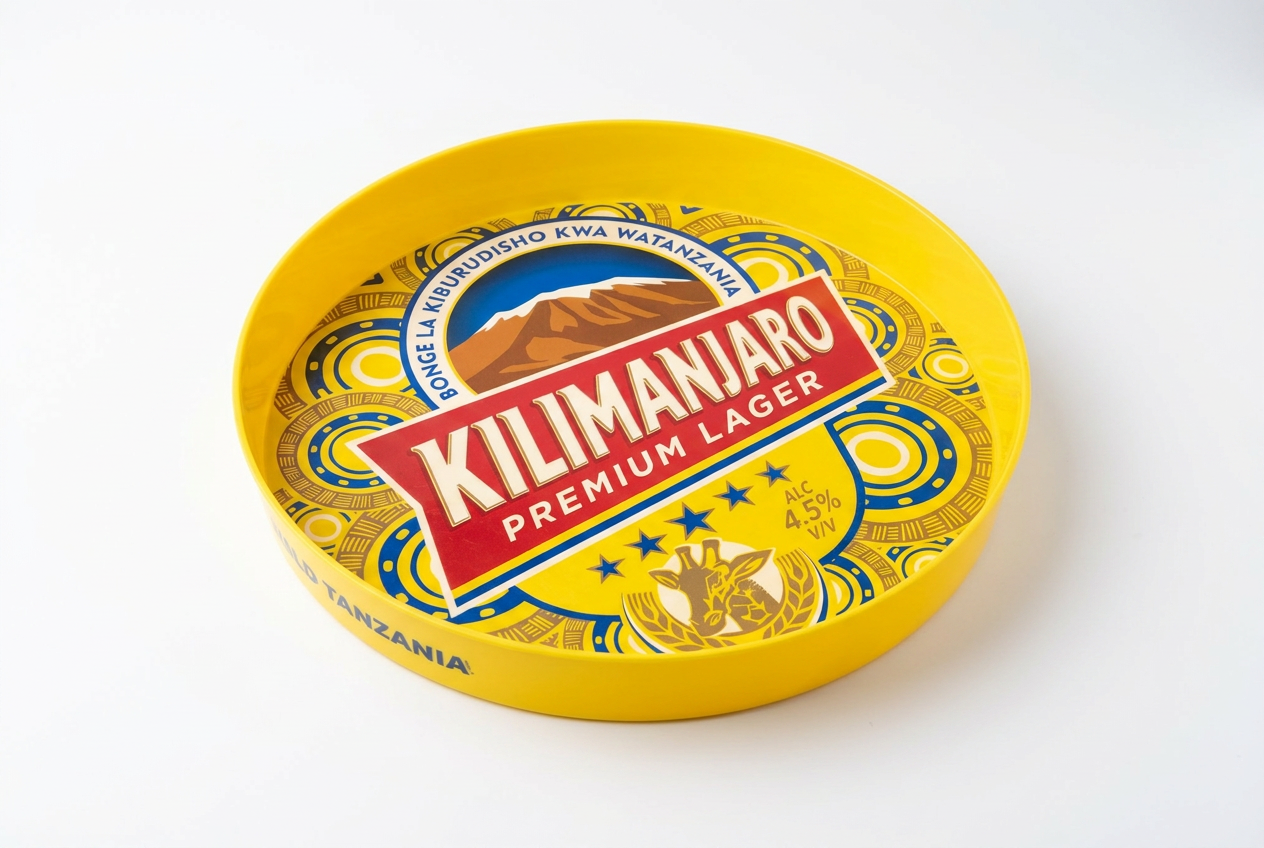 Kilimanjaro Lager yellow serving tray