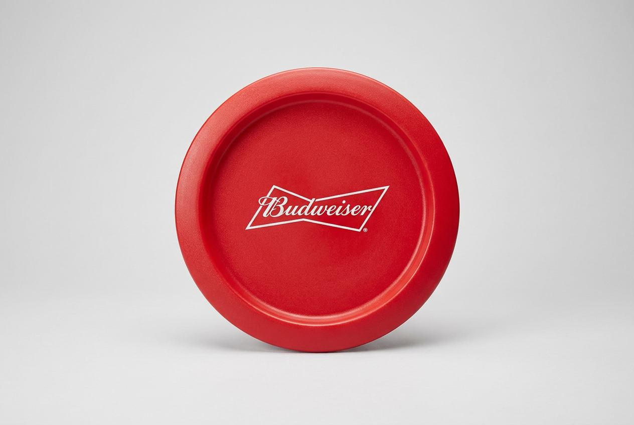 Budweiser red serving tray top view