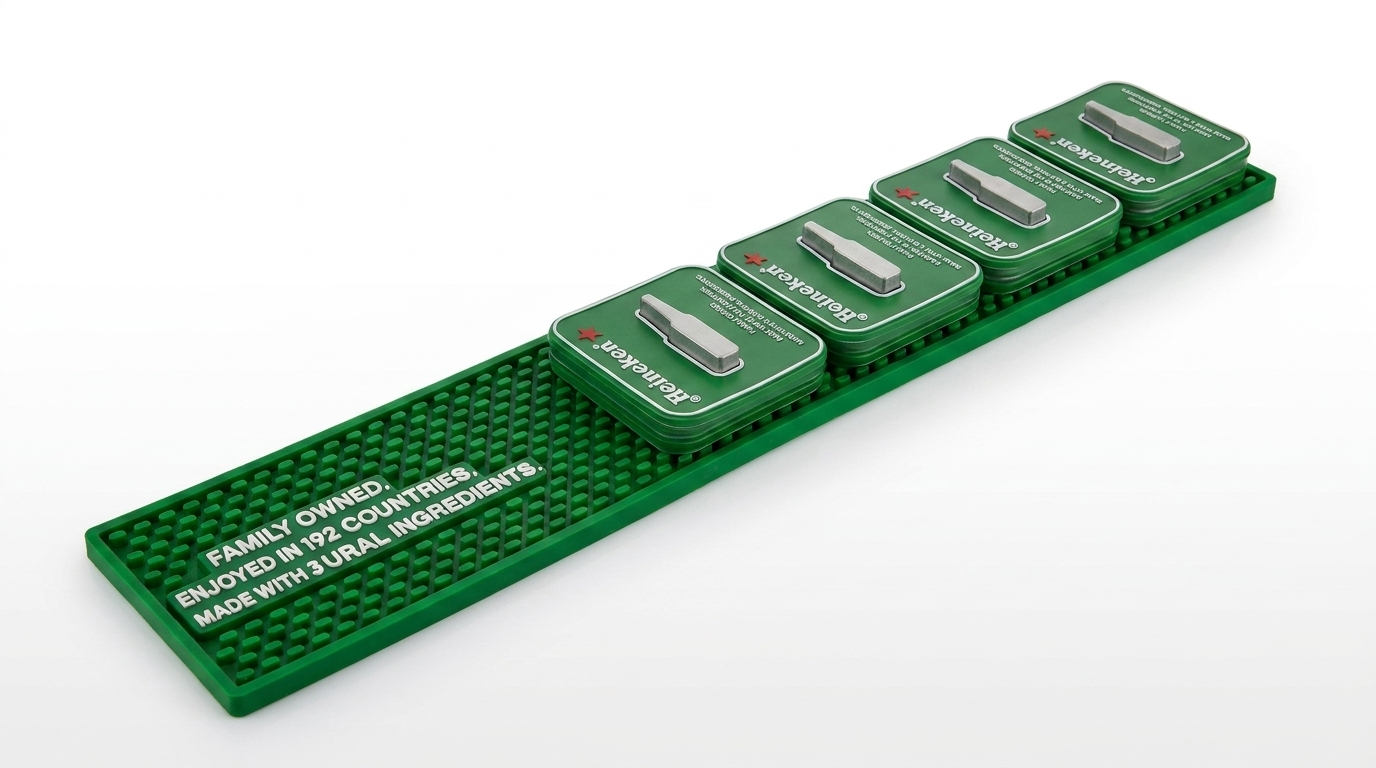 Heineken bar mat with pourer rests