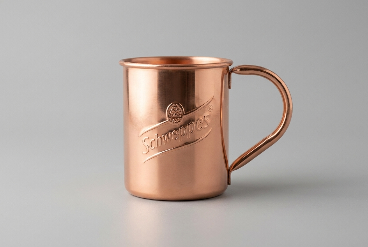 Schweppes embossed copper mule mug